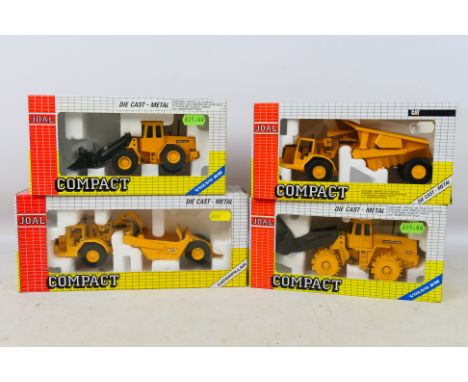 Joal - 4 x boxed construction vehicles, 2 x Volvo BM loaders in 1:50 scale and 2 x Caterpillar models in 1:70 scale. They app