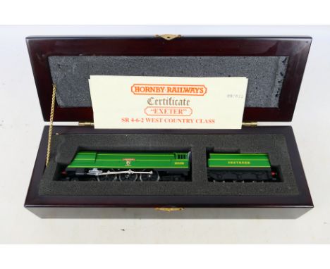 Hornby - A boxed OO gauge R320 West Country Class 4-6-2 'Exeter' 21C101in SR Green. Item comes with its Certificate and appea