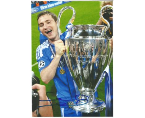 Football Frank Lampard 12x8 signed colour photo pictured with the Champions League trophy while playing with Chelsea. Good Co