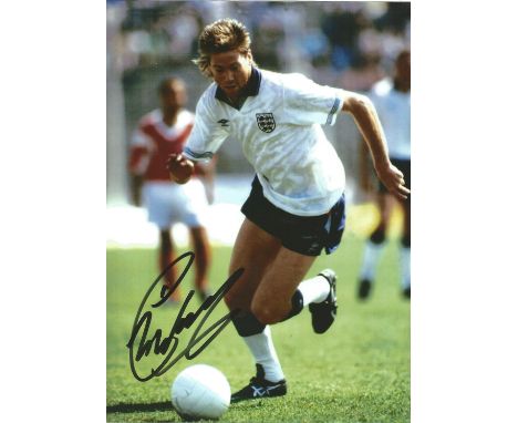 Football Chris Waddle 10x8 signed colour photo pictured playing for England. Good Condition. All signed pieces come with a Ce