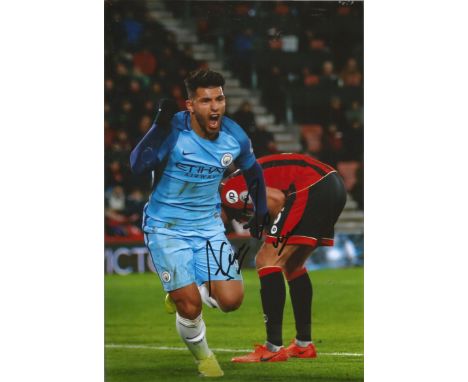 Football Sergio Arguero 12x8 signed colour pictured playing for Manchester City. Good Condition. All signed pieces come with 