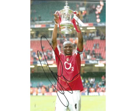 Football Patrick Viera 12x8 signed colour photo pictured celebrating with the FA Cup while playing for Arsenal. Good Conditio