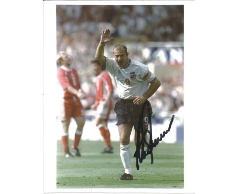 Football Alan Shearer 10x8 signed colour photo pictured playing for England. Good Condition. All signed pieces come with a Ce