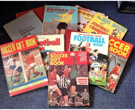 Football collection 12 vintage hardback books includes Charles Buchan soccer gift books and The Topical Times Football book d