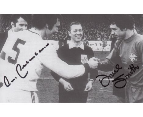 Football Autographed BECKENBAUER / SMITH cutting, a superb image depicting Rangers captain DAVE SMITH shaking hands with his 