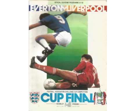 Football vintage programme Everton v Liverpool FA Cup Final Wembley Stadium 10th May 1986. Good Condition. All signed pieces 