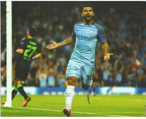Football Sergio Arguero 8x10 signed colour pictured playing for Manchester City. Good Condition. All signed pieces come with 