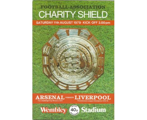 Football Vintage Programme Arsenal v Liverpool Charity Shield Wembley Stadium 11th August 1979. Good Condition. All signed pi