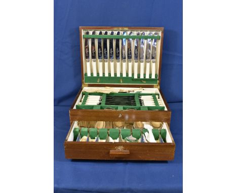 A vintage Francis Howard Ltd 'Sheffield' 80 piece cutlery service the service with imitation bone handles and steel blades. (