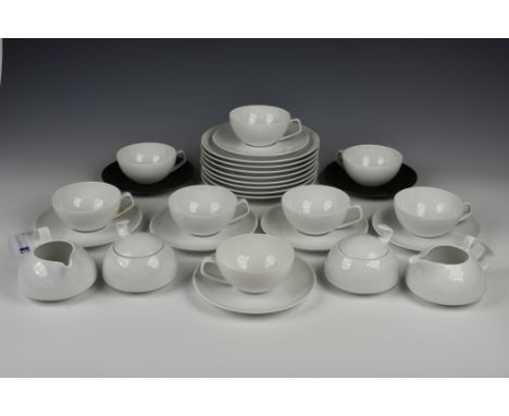 Mid-Century Rosenthal china Studio Line dinnerware designed by Raymond Loewy, comprising of eight cups &amp; saucers; two cre
