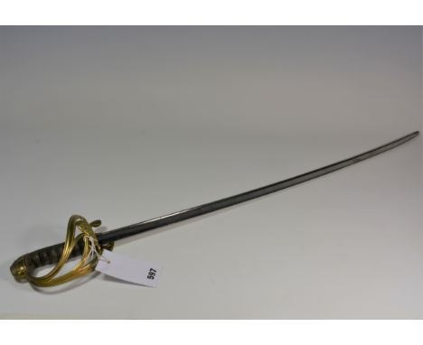 A William IV 1822 pattern British Infantry swordwith 31½in. slightly curving pipe back polished steel blade, open scrolling b