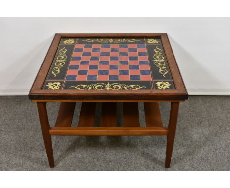 An antique/glass chess board - housed in later coffee table.   