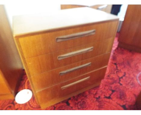 G Plan Furniture - a teak chest of four drawers, 76 cm x 72 cm x 44 cm, good condition throughout with minor light fading to 