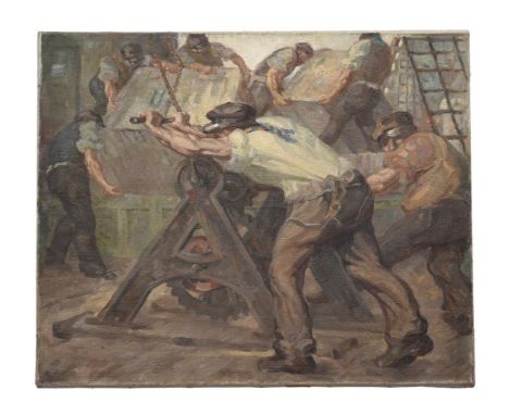 λ HAROLD DEARDEN (BRITISH 1888-1962)WORKMENOil on canvas, unframed50.5 x 61cm (19¾ x 24 in.)Harold Dearden, Lot 108-111 -  Th