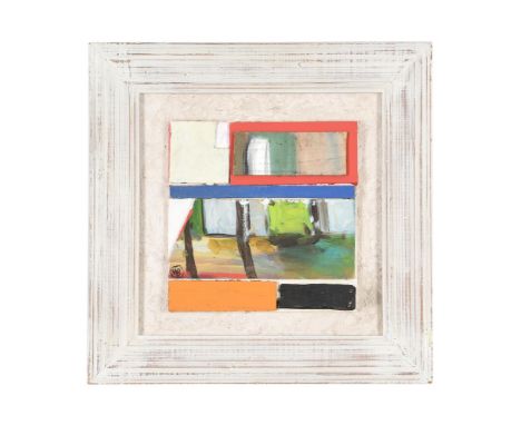 λ  WILLIAM BLACK (20TH/21ST CENTURY)THE HARBOUR, MOUSEHOLE Oil on wood and mixed media collage, with sculptural elements, on 