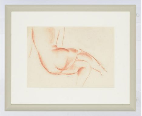 λ FRANK DOBSON (BRITISH 1886-1963)NUDE TORSO WITH CROSSED LEGS Coloured crayon Signed and dated 25 (lower centre)29.5 x 42.5c