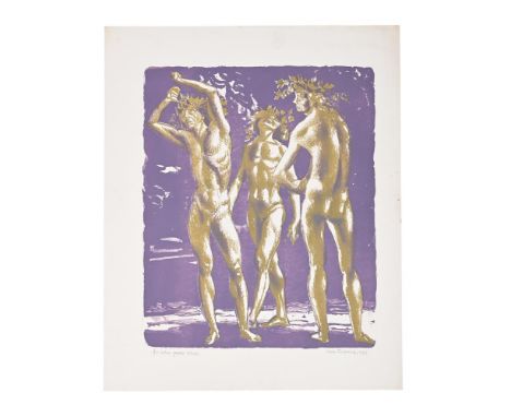 λ HANS FEIBUSCH (GERMAN 1898-1998)THREE MALE FIGURES Lithograph printed in colours Signed in pencil and dated 1948 (lower rig