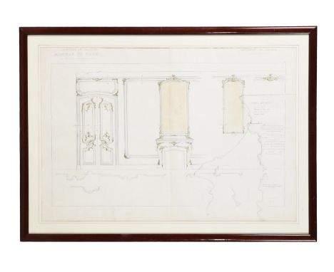 λ LOUIS LENORMAND (FRENCH 1801-1862)DESIGN FOR THE PANELLING OF A SALON IN THE CHATEAU LAJUDIEPencil and washSigned, dated '9