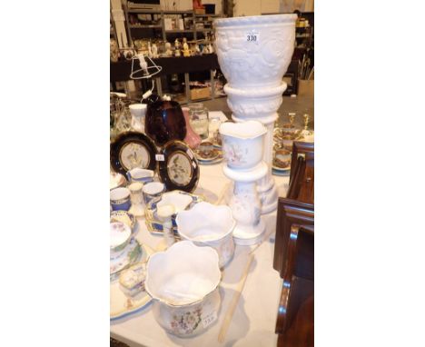 Collection of ceramic planters and stands 