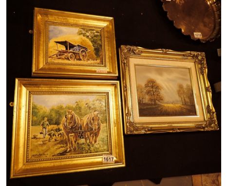 Three framed acrylic on board and canvas rural scenes by John Constable Reeves 