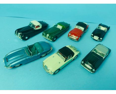 7x Corgi Toys 1:43 Scale Model Cars to include: Jaguars, MG's &amp; Triumph British Sports Cars All Excellent Unboxed