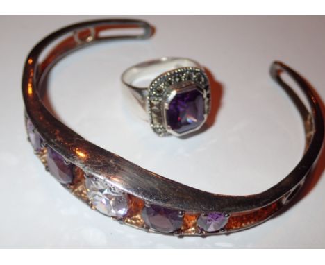 925 silver amethyst ring and bangle