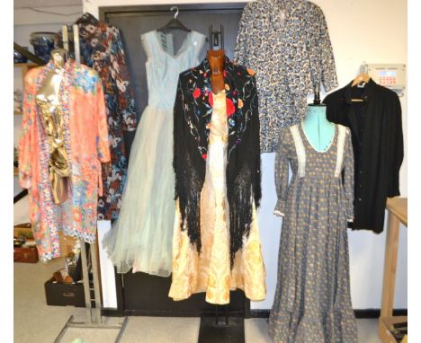 Vintage costume - Jean Muir top; 1950's lace and net evening dress; Laura Ashley cotton prairie dress, floral design, made in