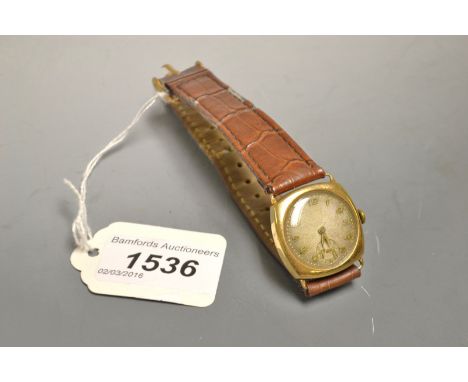 A 9ct gold vintage wristwatch, 15 jewel