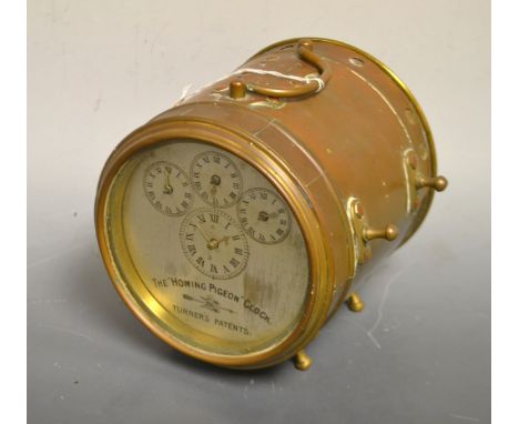 Pigeon Racing - an early 20th century Hateley's patent homing pigeon clock, the 11.5cm circular silvered register with four d