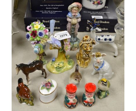 Ceramics - a Beswick bird model, blue tit, others, gold crest, wren; a Staffordshire model of a wren number 5 modelled by G.T