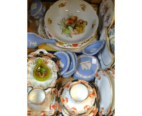 Ceramics - Royal Crown Derby; Wade Jack and Jill; Wedgwood Jasperware; part tea service; fruit set; etc.