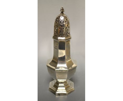 A silver sugar caster, Birmingham 1935