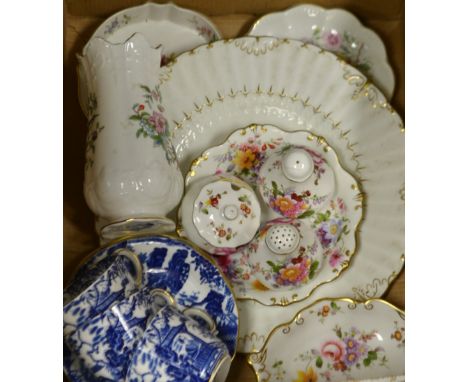 Ceramics - A Royal Crown Derby Posies cruet, others ,Mikado pattern cups and saucers ; Aynsley trinket dishes