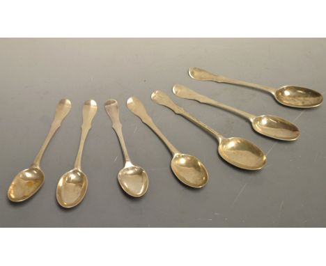 A set of six 18th century Scottish silver teaspoons,Gillsland and Ker; a Scottish spoon, A-Z Edinburgh (7)