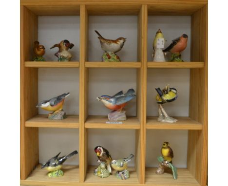 Bird Models- Royal Worcester Sparrow, Goldfinch, Nuthatch, Kingfisher and Gold Crest; Beswick Goldfinch, Goebel and others (1