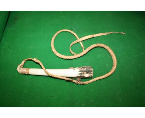 Very rare dog whip with bone shaft and whistle in end