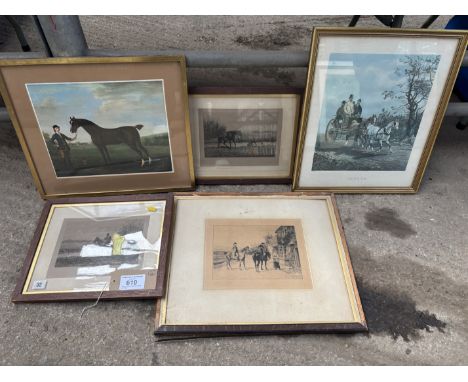 Two framed and glazed hunting prints by G G Kilburne Jnr. Published 1888; Framed and glazed print by H Alken 'Tandem'; Framed
