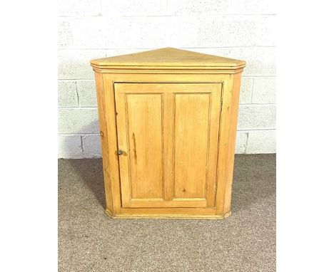 A stripped pine corner cabinet; together with a vintage Deco style longcase clock; a Victorian piano stool; and two mirrors (