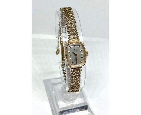 A ladies Rotary gold cased dress watch, marked 375, case numbered 1189, with flat chain linked bracelet, 13.7g (gross)