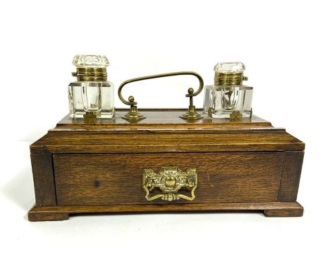 A vintage two bottle inkstand, circa 1900