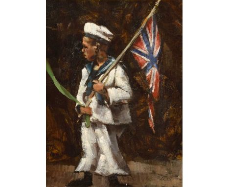 Harold Riley (British 1934-2023) "Whit Walker / Boy in a Sailor Suit in the Whit Processions in Manchester" Indistinctly sign