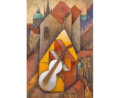 Jiri Borsky (Czech 1945-) Music in Prague Signed and dated '93, acrylic.44.5 x 30.5cm (framed 68.5 x 53.5cm)Artists’ Resale R