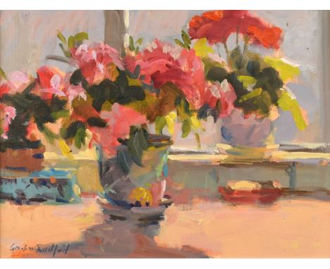 Gordon Radford (British 1936-2015) "Spring Azalea" Signed, titled on verso, oil on canvas.29 x 39cm (framed 44.5 x 55cm)Artis