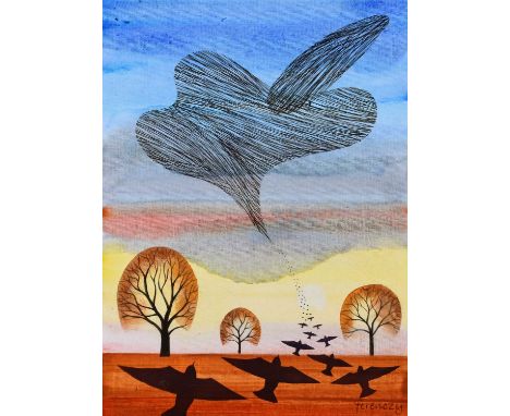Nicholas Ferenczy (British 1959-) "Murmurations #5" Signed, titled and dated 2024 on verso, acrylic and ink on canvas.40 x 30