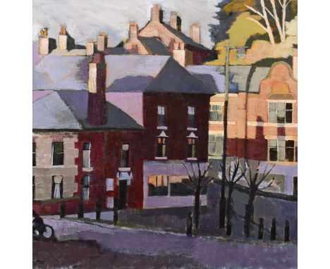 Jackie Wagg (British 1962-) "Lower Hill Gate, Stockport" Signed, acrylic on canvas.59 x 59cm (framed 63 x 63cm)The painting i