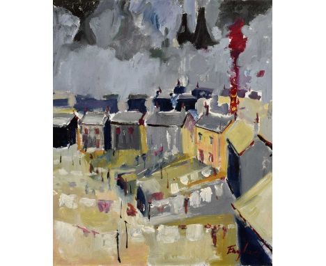 Frederick J. England (British 1939-) "Washing Day" Signed, acrylic on canvas.59 x 49cm (framed 68.5 x 58.5cm)Artists’ Resale 