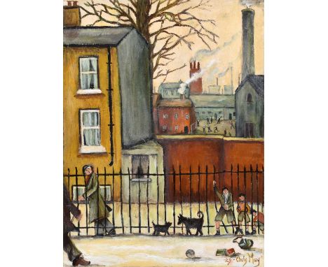 Chris May (British 1961-) "Shortcut Home" Signed and dated '25, titled on verso, acrylic on board.40 x 30cmThe painting is in