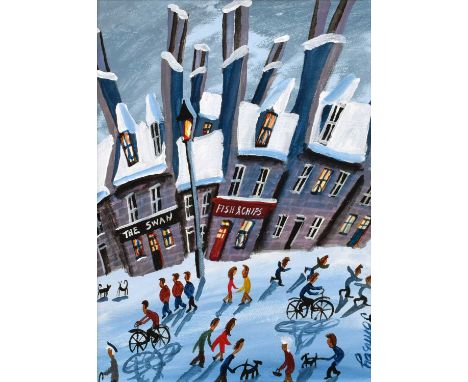 John Ormsby (British 1969-) "The Chip Shop" Signed, acrylic on board.39.5 x 29.5cm (framed 46 x 35.5cm)Artists’ Resale Right 