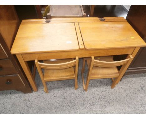 double school desk & chairs