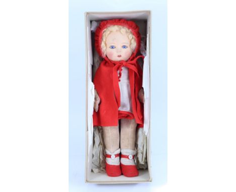 A Chad Valley  ‘Bambina’ cloth doll in original box, English 1920s, the felt face with blue glass eyes, painted lashes, brows